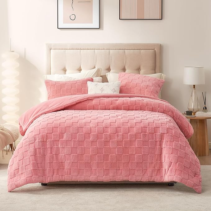 Fashion Bedding New Design Pink Color Crinkle 3pcs Solid 85gsm Duvet Cover Sets