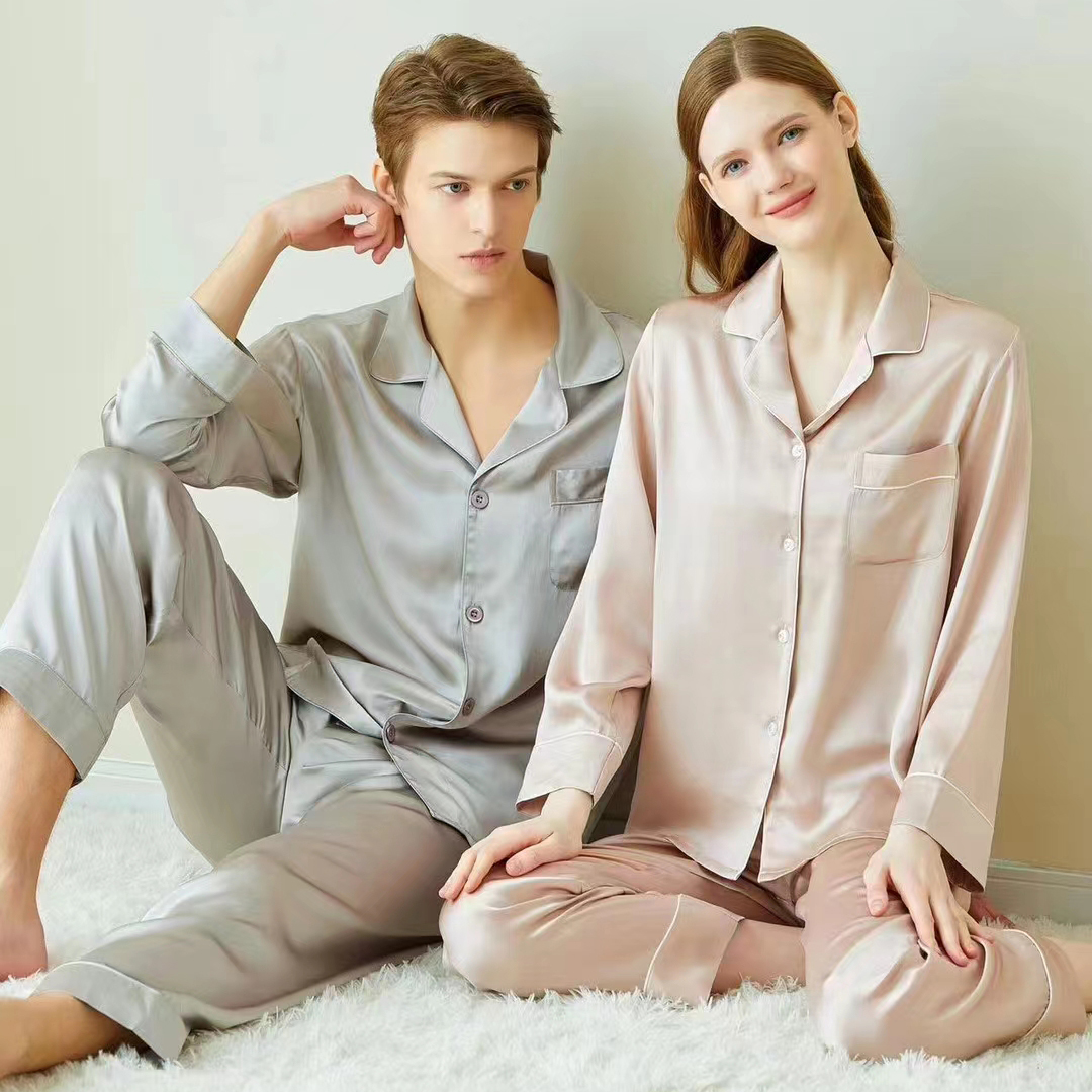 Manufacturer Unisex Custom Pyjamas for Couple Men Women's Sleepwear Sets Bamboo Clothes Viscose Silk Pajamas Lounge Wear Set