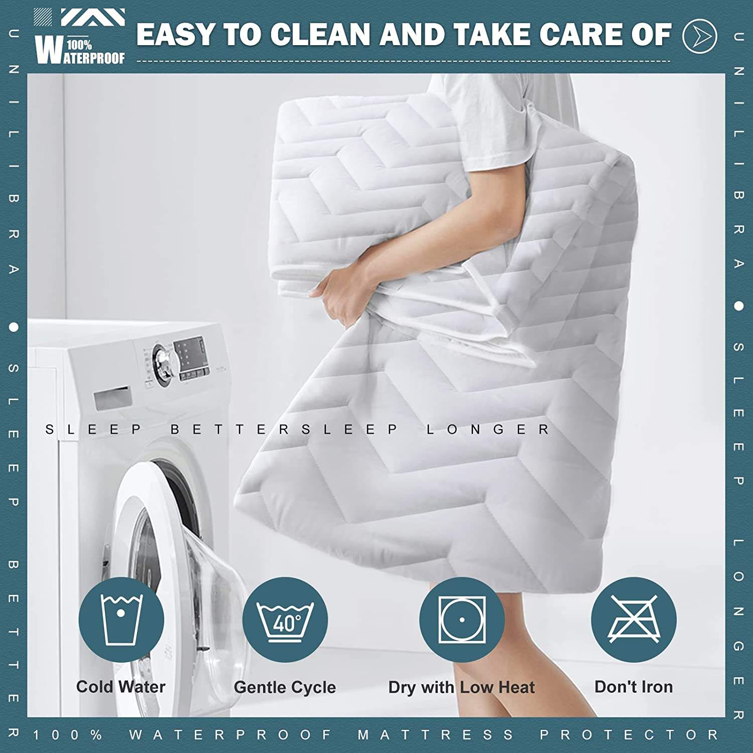 OEM Natural Soft Bed Bug Fitted Cover Waterproof Quilted Mattress Protector with Skirt
