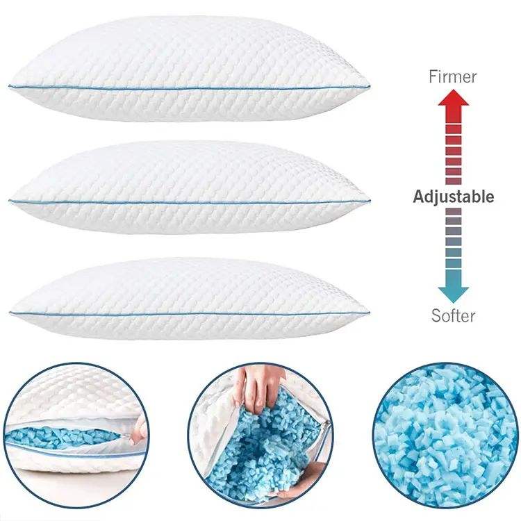 Hot Sleeper Favorite Relief Pressure Double Sided Bamboo Shredded Cooling Memory Foam Pillow with Cooling Gel