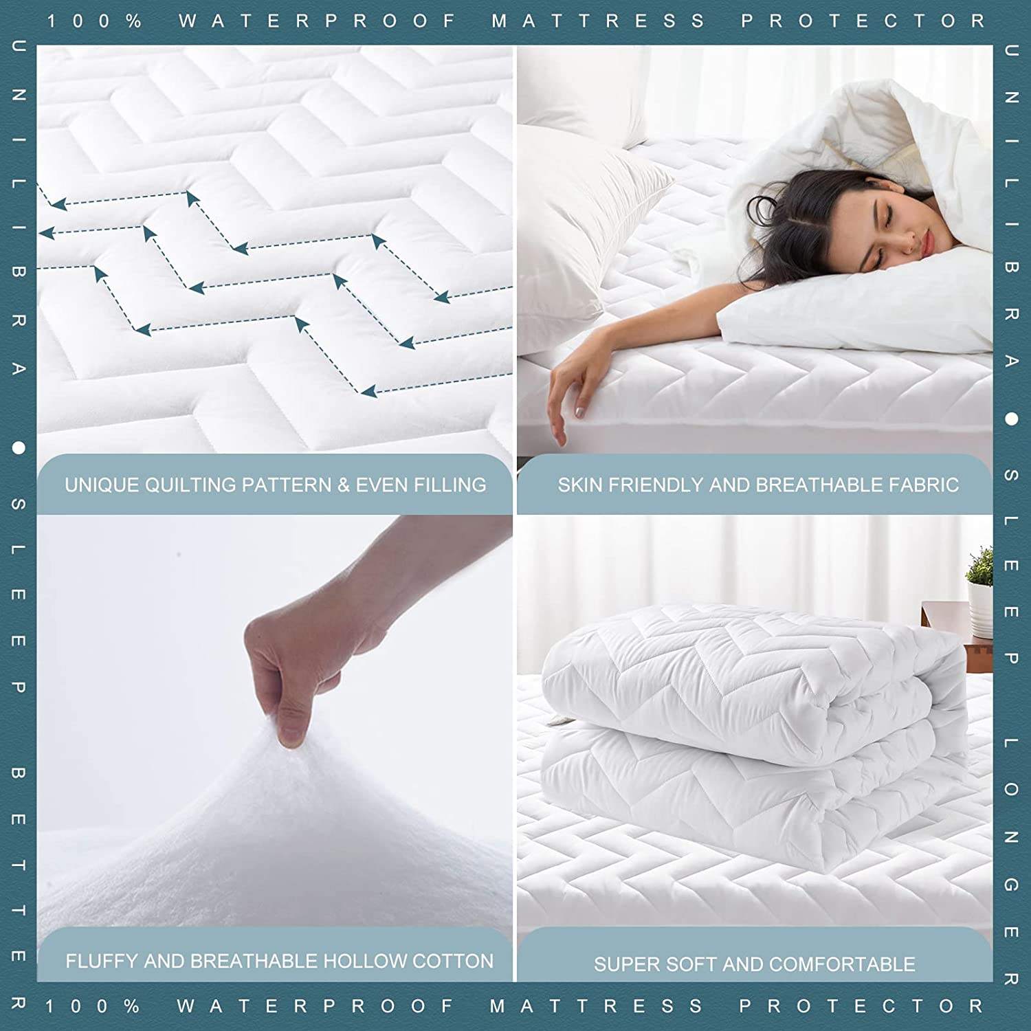 OEM Natural Soft Bed Bug Fitted Cover Waterproof Quilted Mattress Protector with Skirt